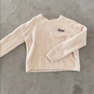 Light pink fluffy “amore” cropped sweater